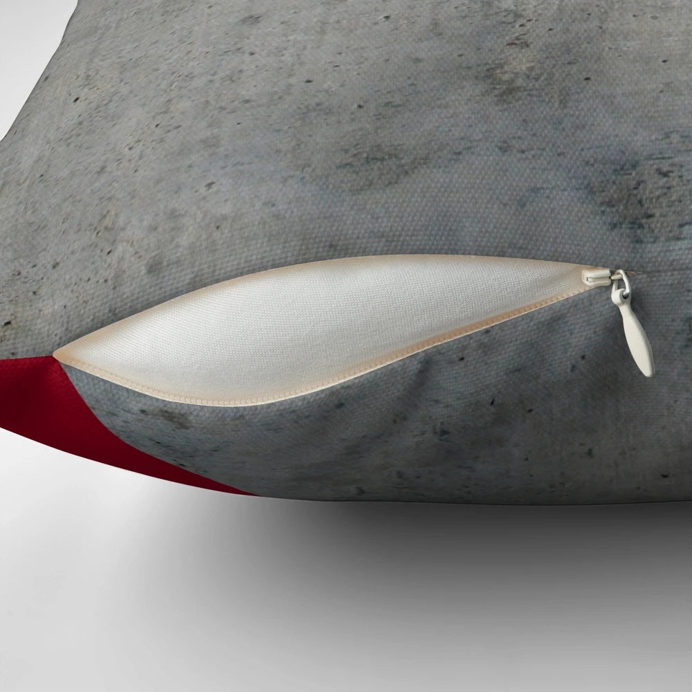 Concrete grey and burgundy red geometric background pillow