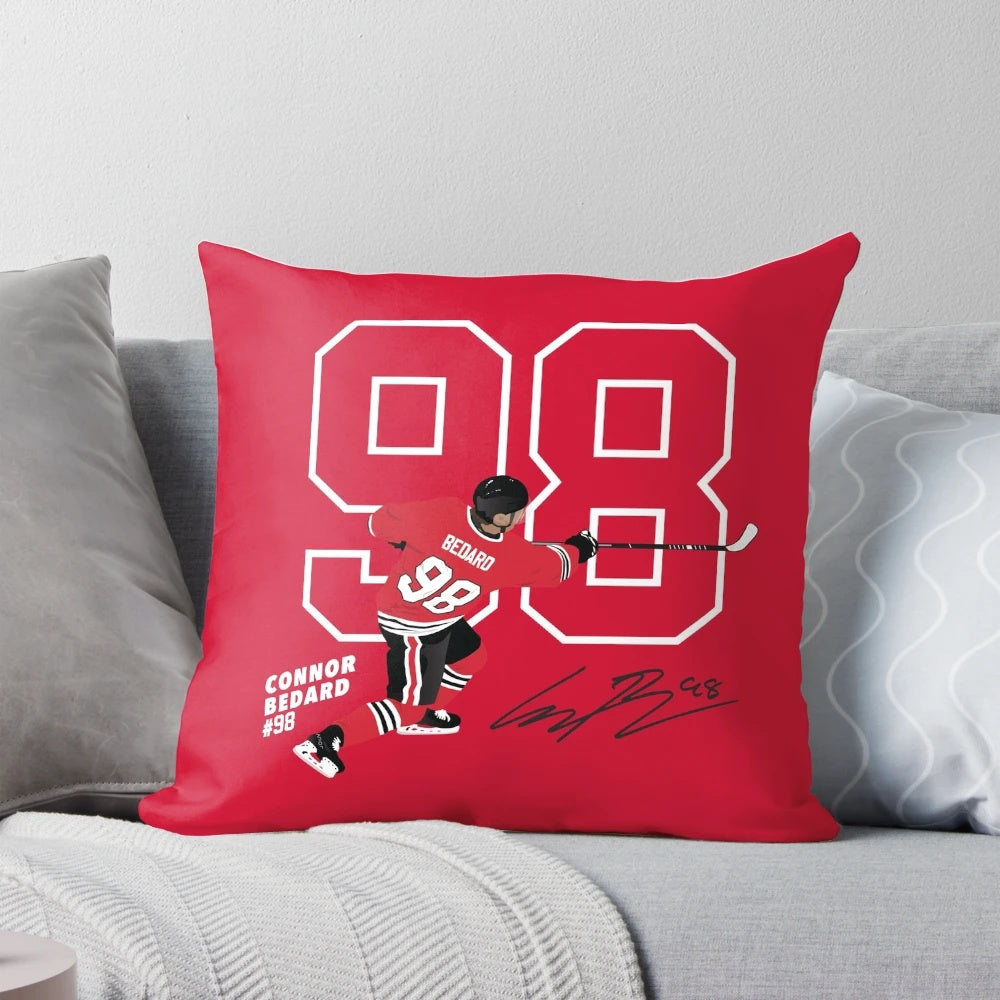 Connor Bedard Chicago Blackhawks #98 Signature Art Pillow