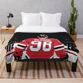 Connor Bedard inspired graphic art plush blanket with Blackhawks colors and design