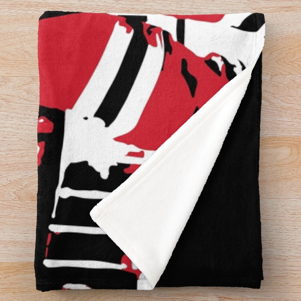 Connor Bedard inspired graphic art plush blanket with Blackhawks colors and design