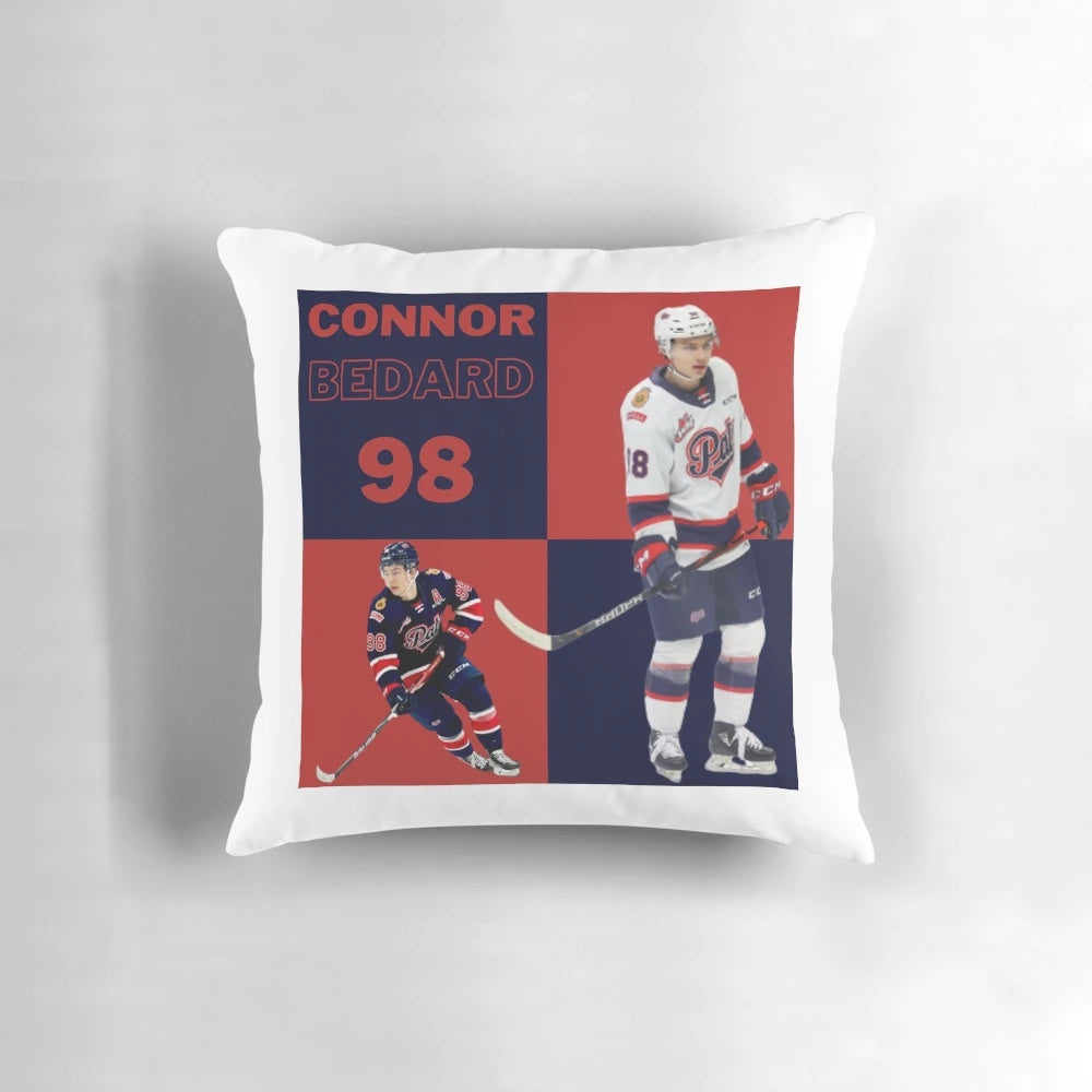 Connor Bedard, Canadian hockey player, in a pillow design
