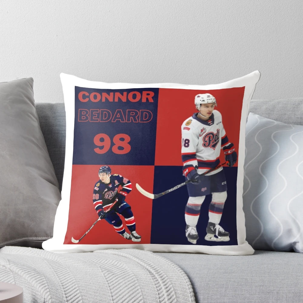 Connor Bedard, Canadian hockey player, in a pillow design