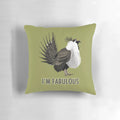 Decorative pillow featuring the iconic greater sage-grouse, a bird species in need of conservation efforts.