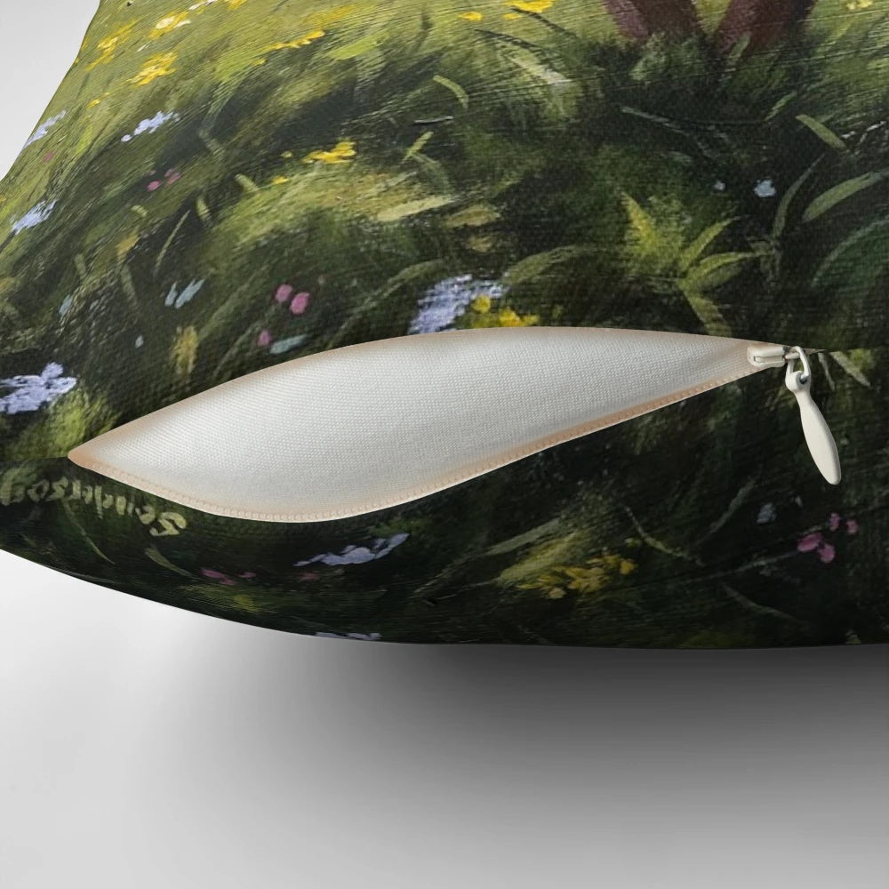 A serene contemplation pillow featuring a beautiful greyhound or whippet design