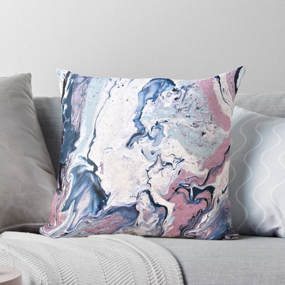 Abstract fluid art pastel sediment pillow with contemporary design for home wall decor