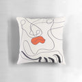 A bold, surreal contemporary art pillow featuring abstract lip design