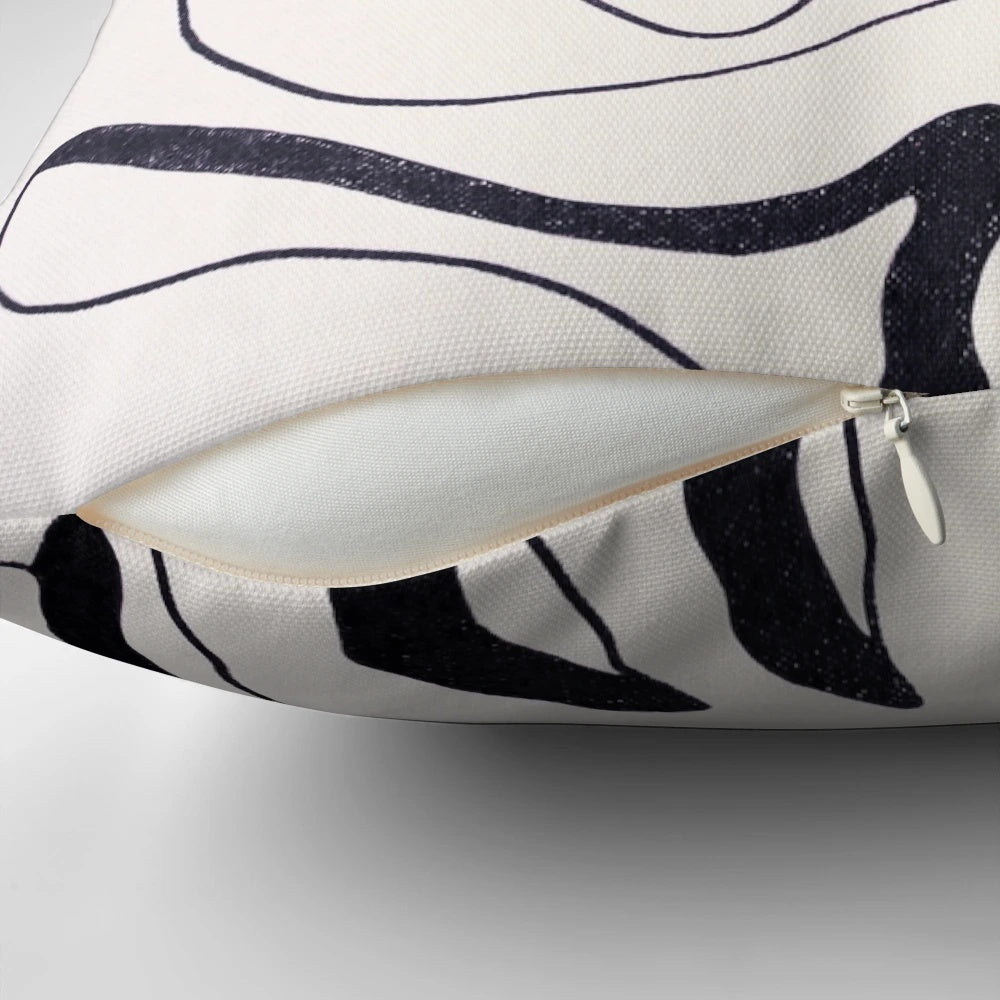 A bold, surreal contemporary art pillow featuring abstract lip design