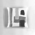 Black and white abstract geometric throw pillow with minimalist modern art design