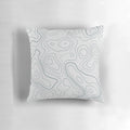 Contour lines topography map design printed on a soft white and grey pillow