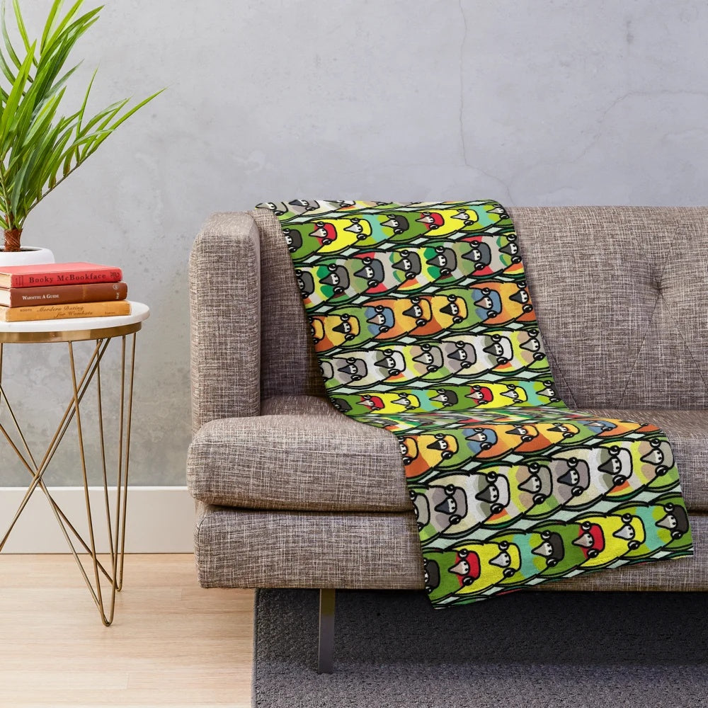 Conure pattern plush blanket with vibrant bird design