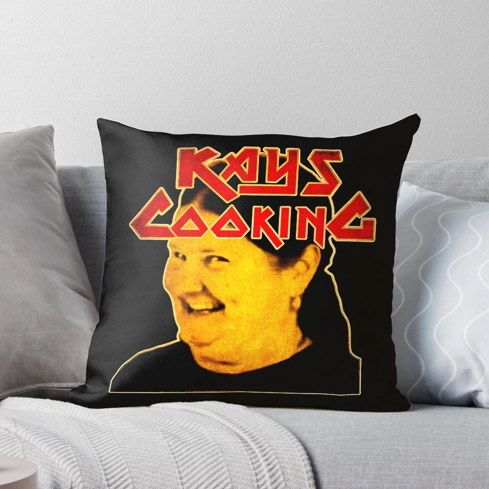 Decorative pillow featuring a cooking-themed design