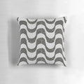 Copacabana Beach Sidewalk Throw Pillow with Black and White Portuguese Wave Pattern