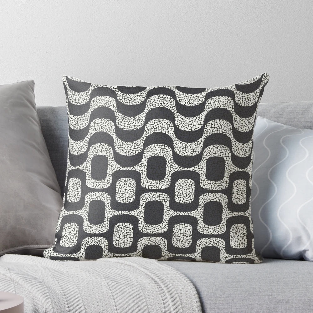 Colorful Copacabana Ipanema Beach Pillow with Brazilian Coastal Landscape