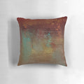 Copper, turquoise, and gold textured pillow featuring natural organic artwork
