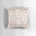 Copper and white geometric diamond-patterned decorative pillow