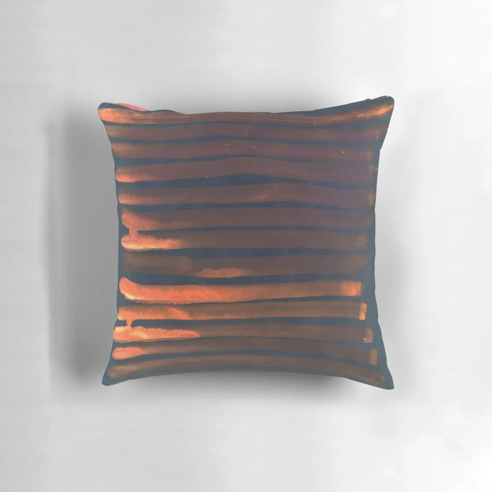 Copper Dreams Night Pillow with Bold Black Stripes