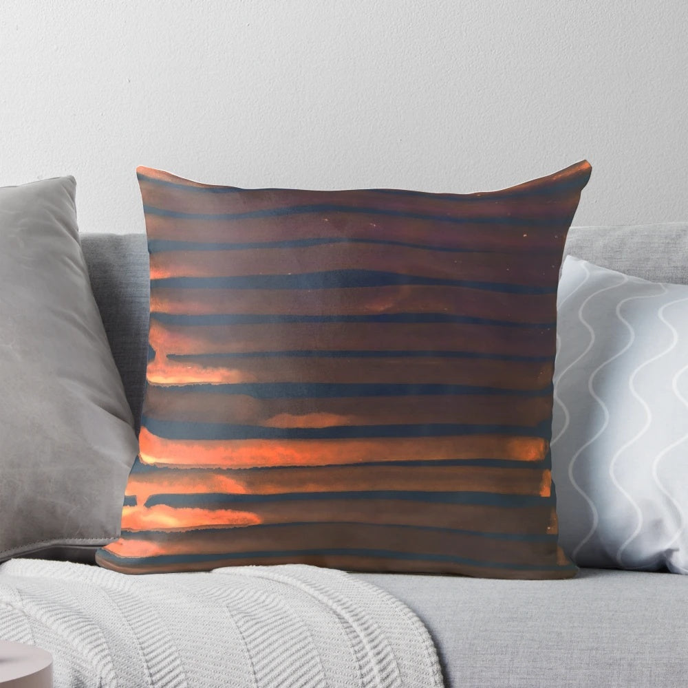 Copper Dreams Night Pillow with Bold Black Stripes