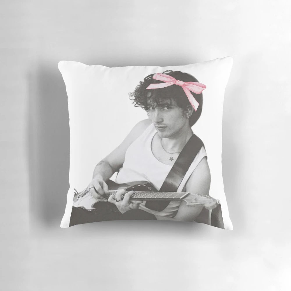 Coquette pillow featuring Inhaler band member Elijah Hewson's image