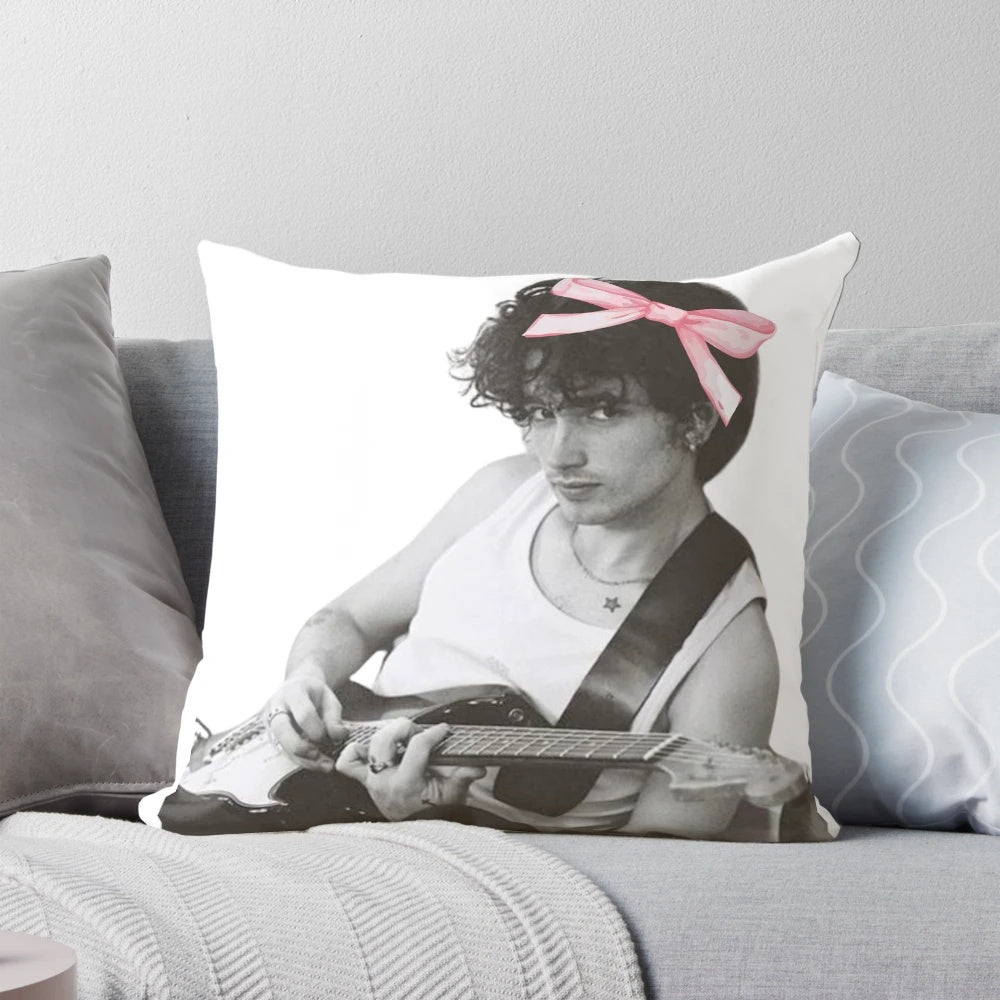 Coquette pillow featuring Inhaler band member Elijah Hewson's image