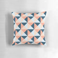 Coral blue and peach colored geometric triangles pattern throw pillow