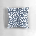 Coral reef pattern navy blue and white coastal beach house pillow