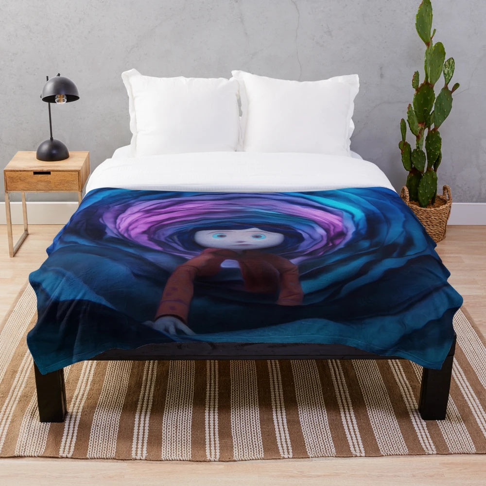 Coraline-Inspired Tunnel Plush Blanket