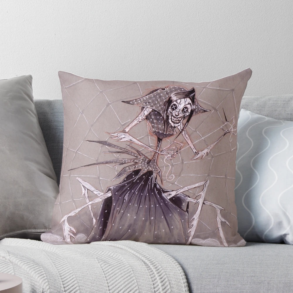 Coraline Other Mother Toned Paper Pillow - Soft, detailed design inspired by the iconic character from the Coraline movie
