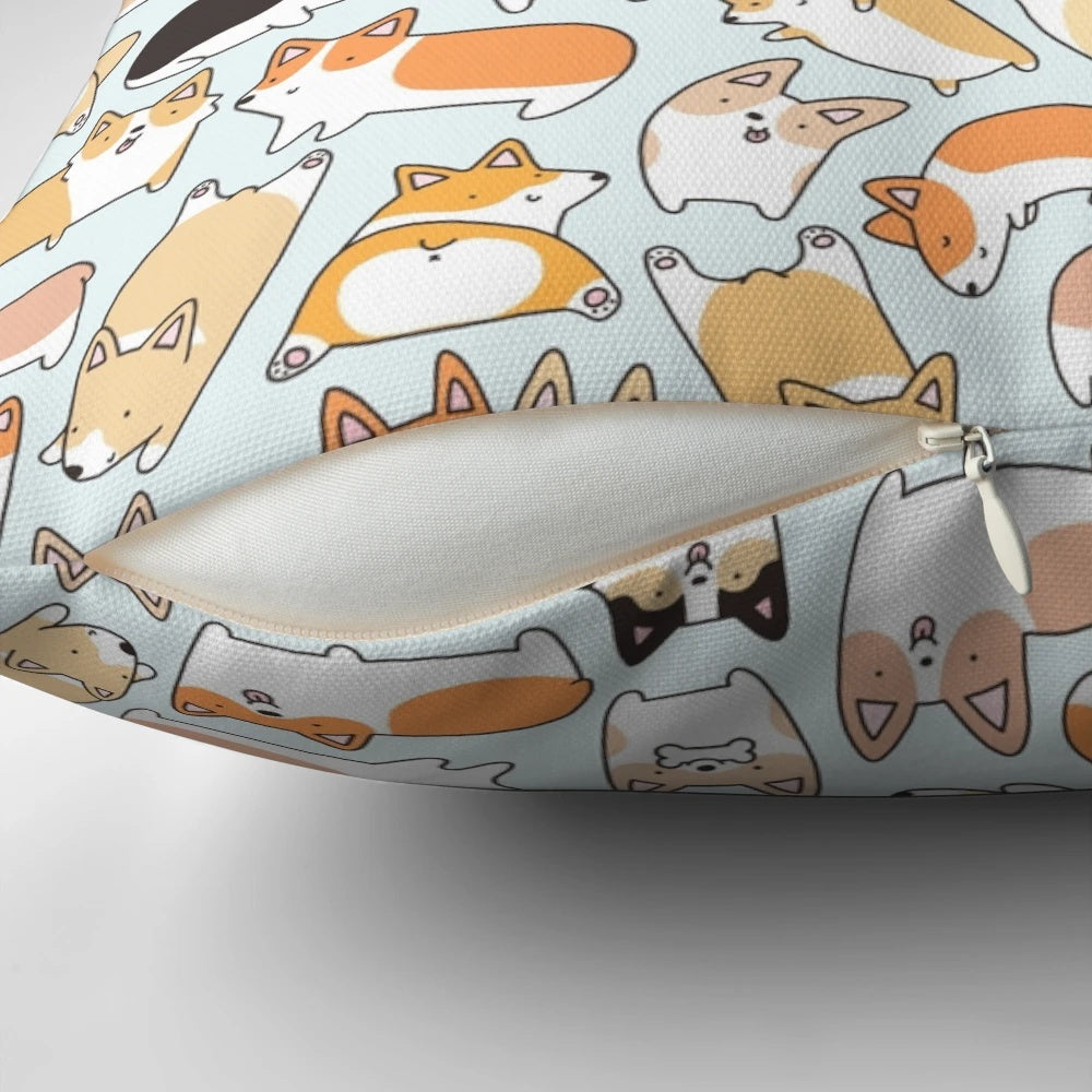 Corgilicious Corgi Doodle Throw Pillow with a kawaii and cute corgi design