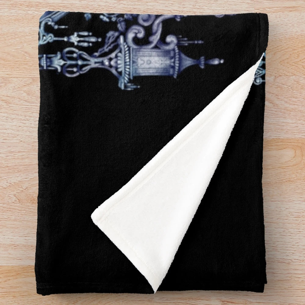 Corpse Bride inspired plush blanket with gothic and anime-style design
