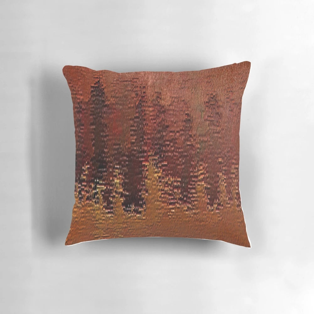 Copper bronze pillow with a corroded, degraded surface texture