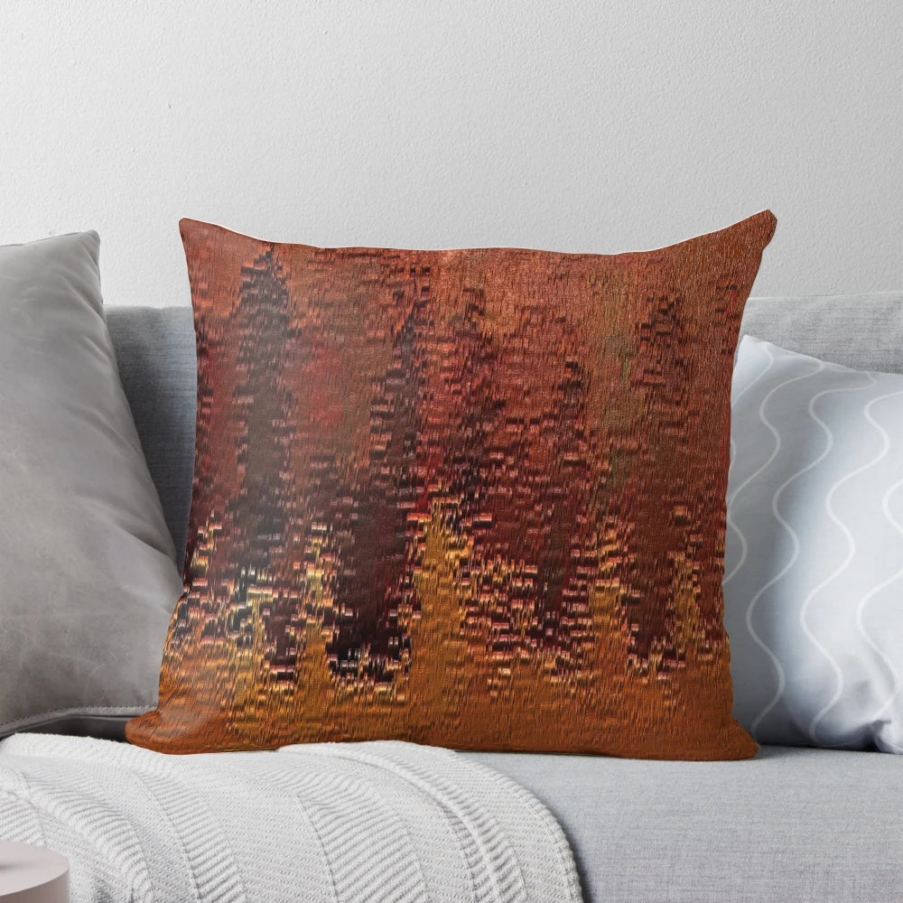 Copper bronze pillow with a corroded, degraded surface texture