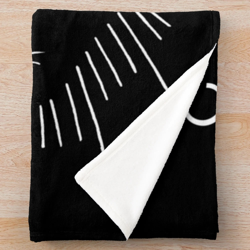 Corydoras-inspired plush blanket with white text design