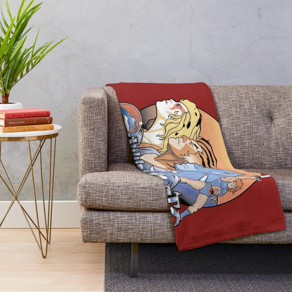 Plush blanket featuring adorable thunder kittens in a cosmic, sci-fi inspired design
