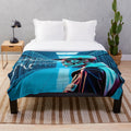 Colorful and surreal AI control plush blanket with futuristic space-inspired design
