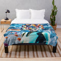 Alien-inspired cosmic plush blanket with psychedelic patterns