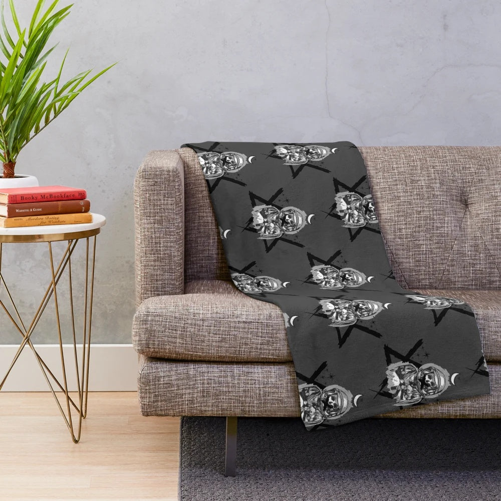 Cozy astronaut-themed plush blanket with a celestial, galaxy design