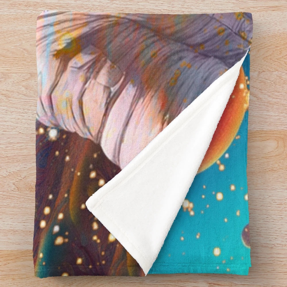 Cosmic Astronaut Plush Blanket with Intergalactic Space Imagery