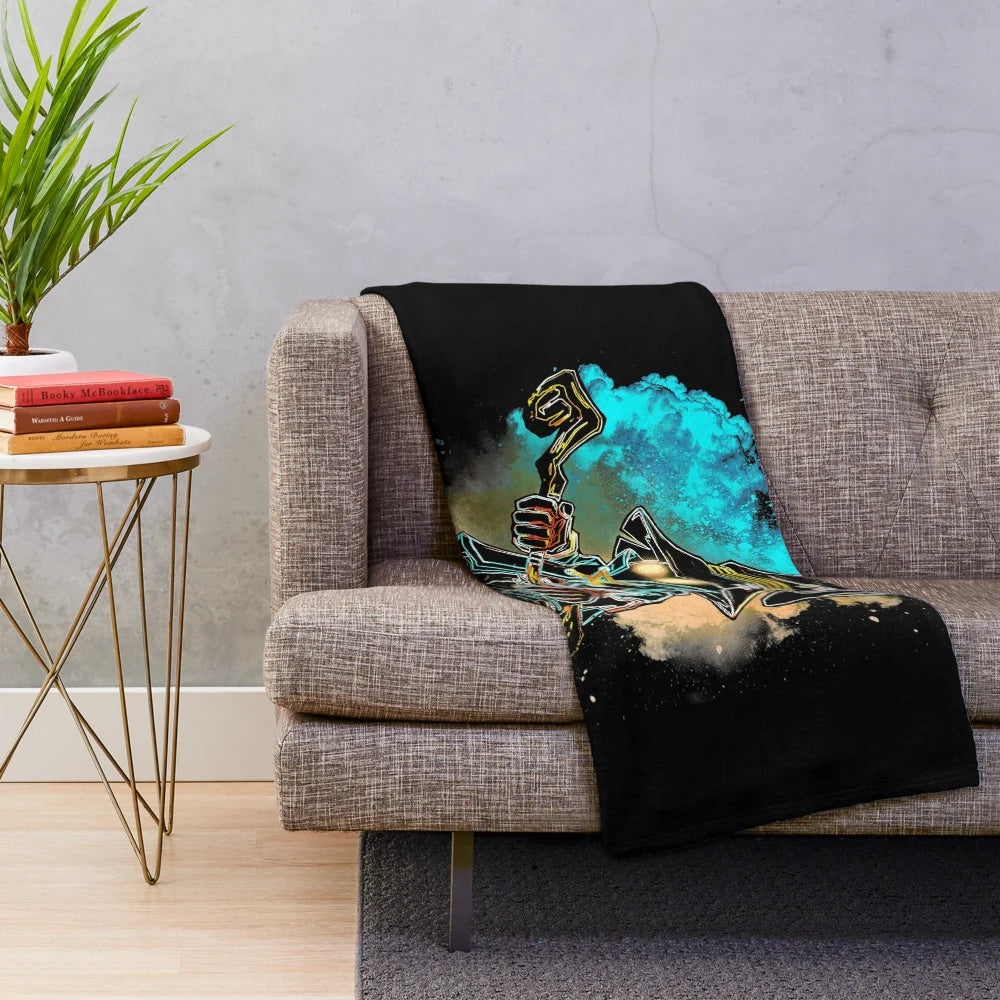 Plush blanket featuring a cosmic-inspired black mage design from the Final Fantasy universe