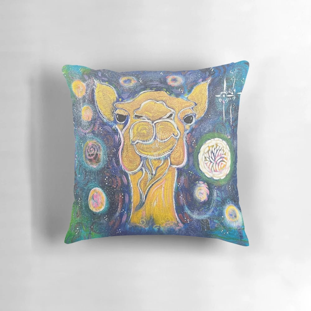 Cosmic Camel Decorative Pillow - Unique Boho Animal Guide Decor for Couch, Bed, or Accent Chair