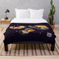 Cute space cats illustration on a pastel plush blanket