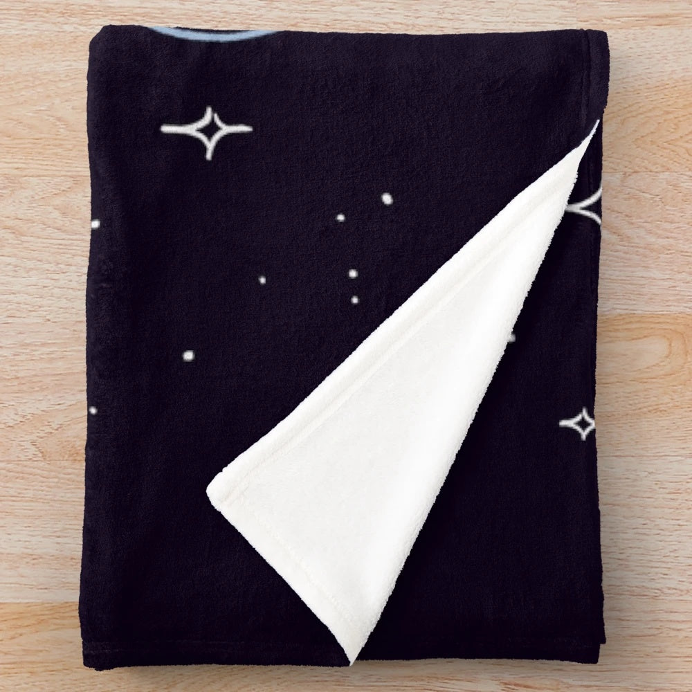 Cute space cats illustration on a pastel plush blanket