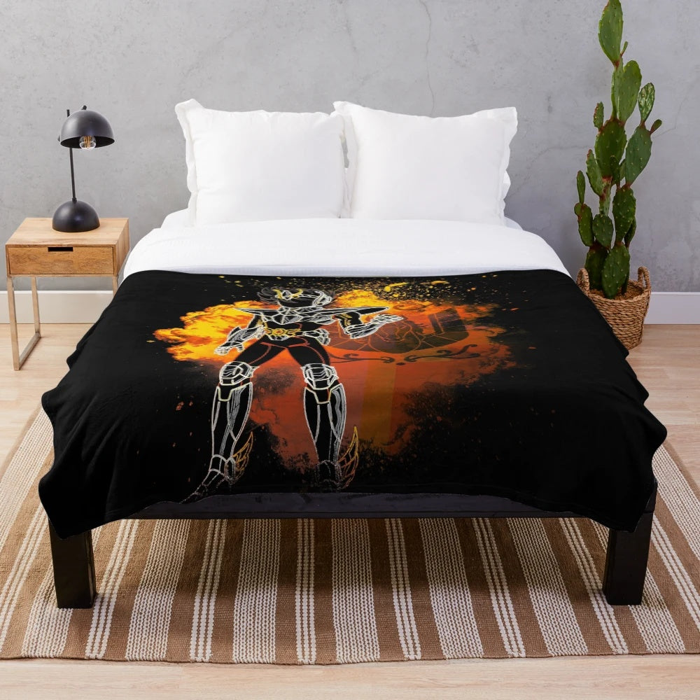 Plush blanket featuring a cosmic, celestial design with a silhouette of the mythical Pegasus