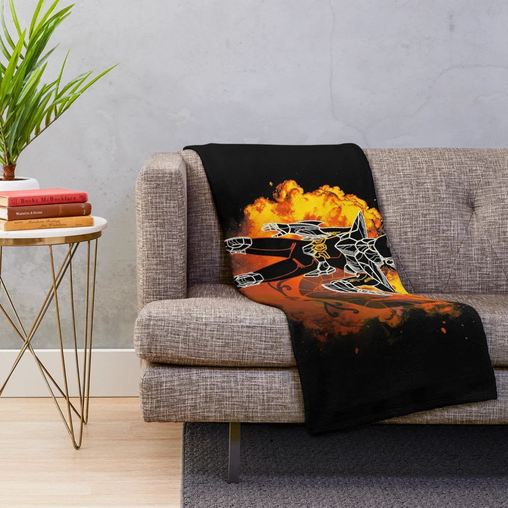 Plush blanket featuring a cosmic, celestial design with a silhouette of the mythical Pegasus