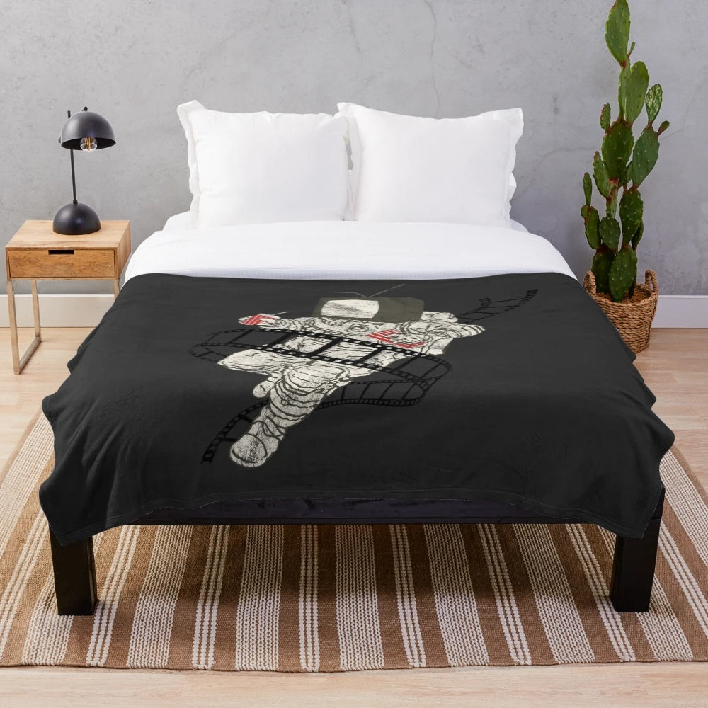 Cozy plush blanket with a space-themed cinematic design