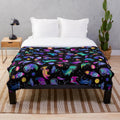 Cosmic dinosaur astronaut watercolor pattern plush blanket