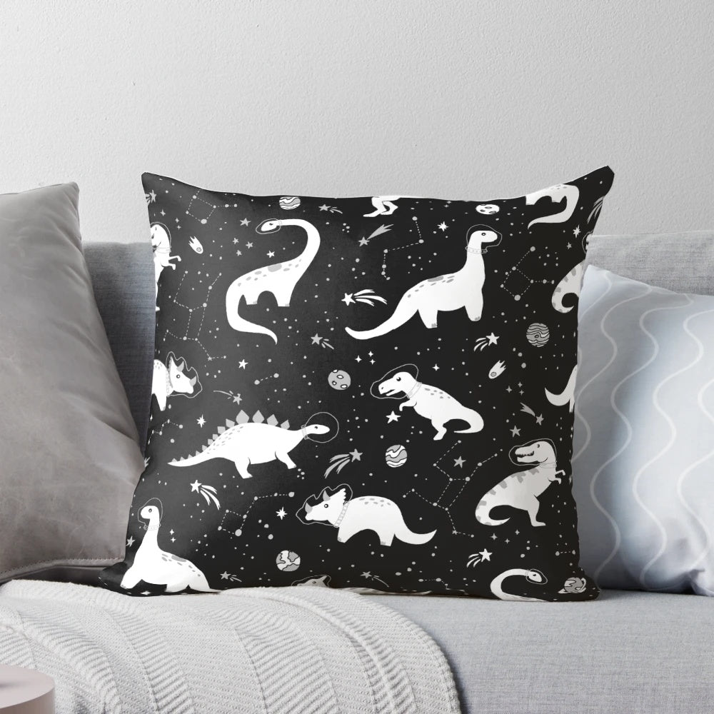 Space themed dinosaur pattern pillow