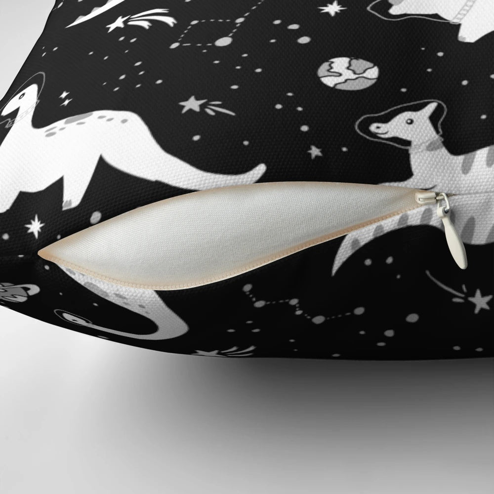 Space themed dinosaur pattern pillow