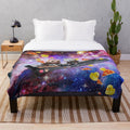 Soft, cozy plush blanket featuring a whimsical galaxy-themed ferret design