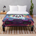 Cosmic DJ Ghost Party Plush Blanket with starry night and neon ghost design