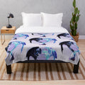 Toothless and Light Fury plush blanket featuring a cosmic, starry design